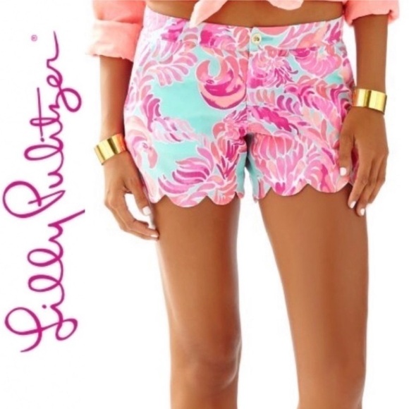 LILLY PULITZER Vibrant Scalloped Buttercup Shorts Size 2 - Picture 1 of 13